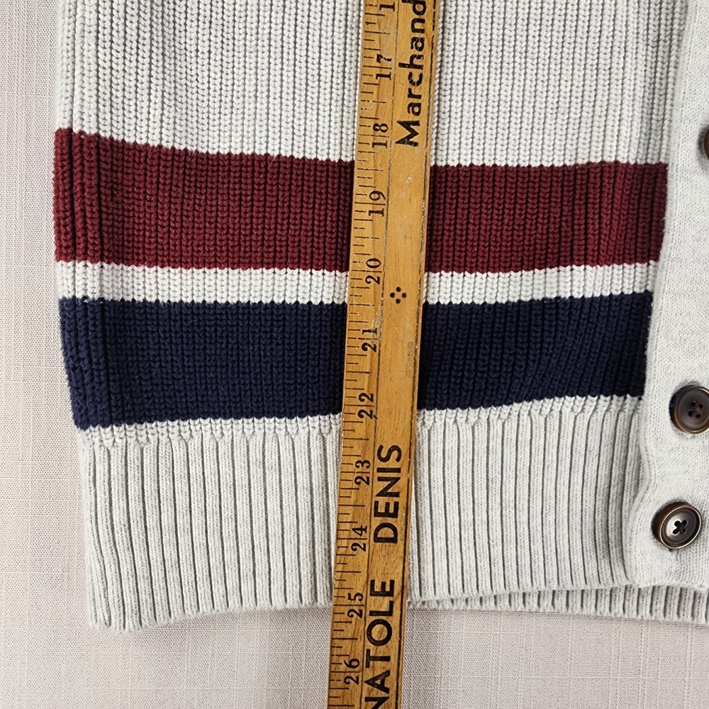 Tommy Hilfiger Cardigan Men Medium Gray Striped Shawl Collar 100% Cotton preppy - Picture 10 of 13